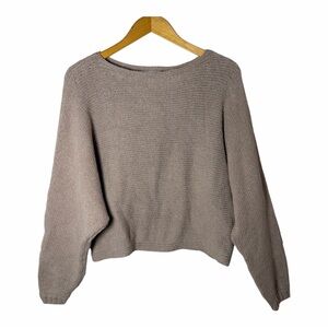 Abercrombie & Fitch Cropped Chunky Knit Pullover Sweater Dolman Sleeve S/M Cozy